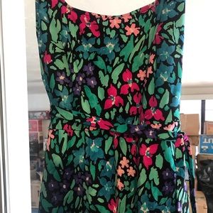 Vintage floral one piece swimsuit w skirt attached